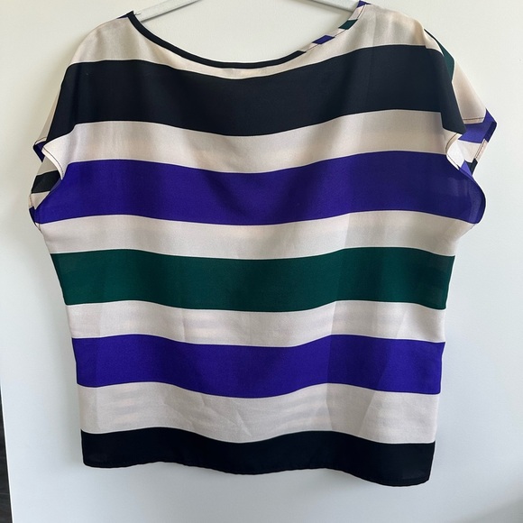 ❤️ Brody Myles Collection Elegant Striped Women's Top Purple, White, Black Large - Picture 2 of 3